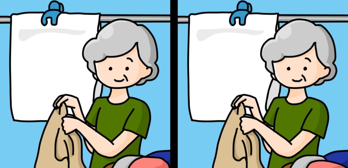 Spot 3 Differences Between The Grandma Drying Clothes Picture Within 12 ...